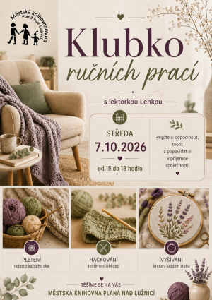 Klubko ručních prací, 7.10. od 15 hodin 1